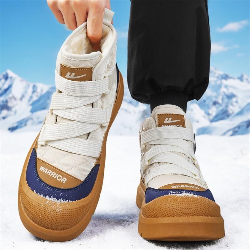 Warrior Pile Cotone Spesso Casual Tendenza Pendolarismo Quotidiano Semplice Versatile Stivali da Neve Stivali Uomo Blu Scuro Giallo Terra WBN(JS)-328601