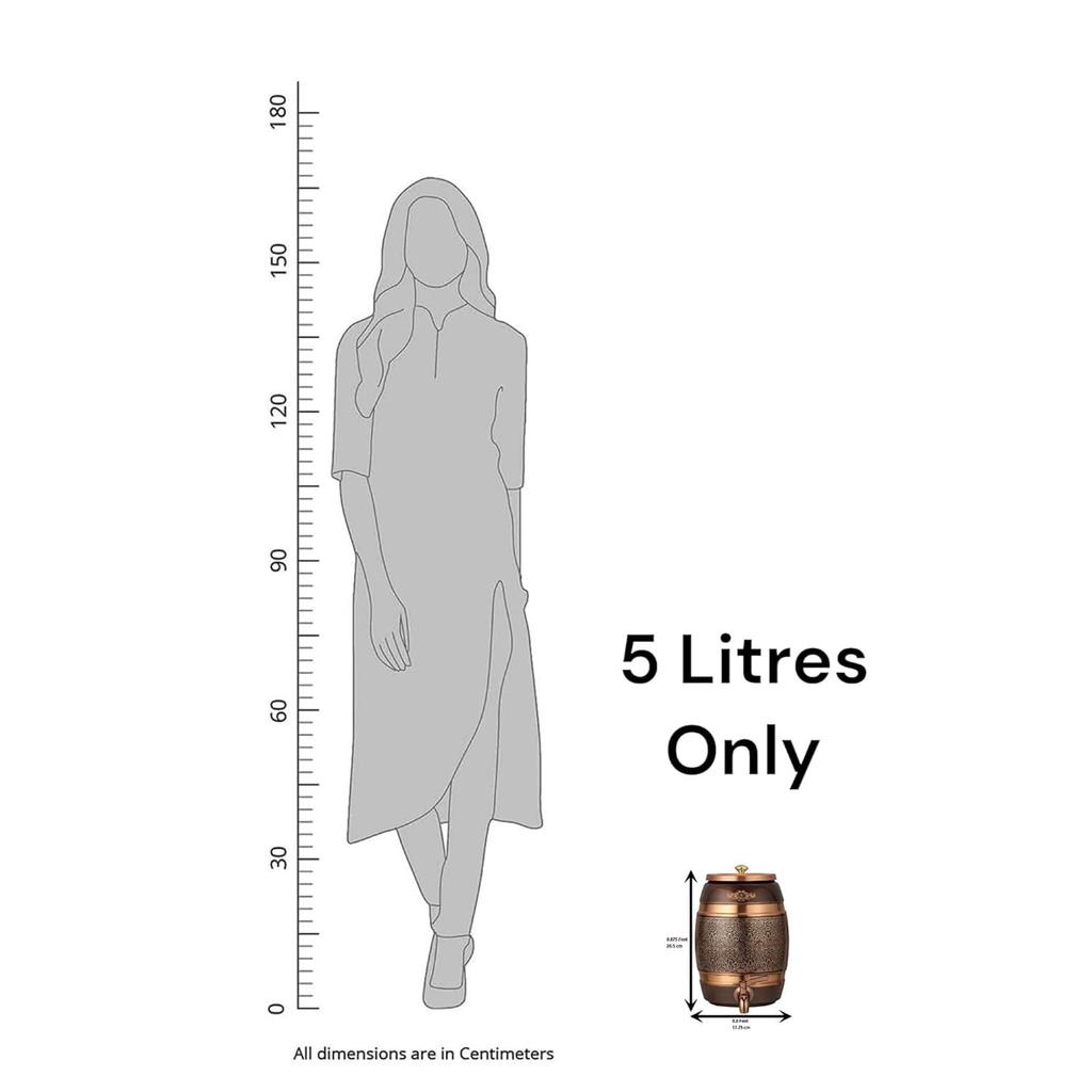 Copper Water Dispenser 5 Litre | Handcrafted Antique Engraved Copper Barrel