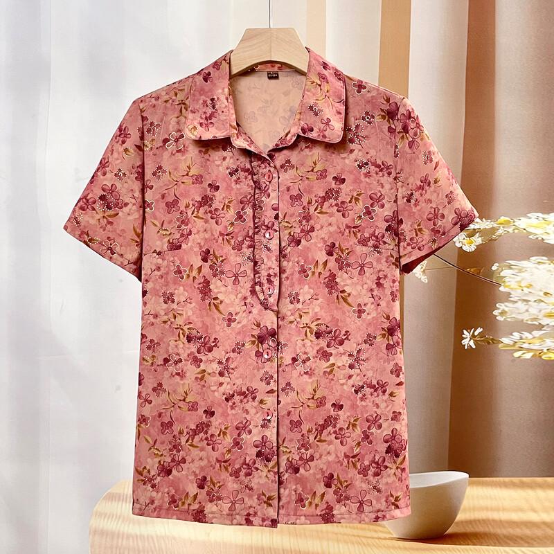 Kabaifei Women s Loose-Fit Floral Short-Sleeve Lapel Shirt 3XL