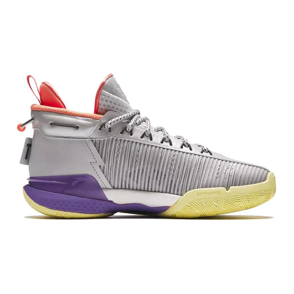 Anta Kids KT9 Durable High-Top Basketball Shoes Kids Basketball Shoes Gray Purple 312421130-3