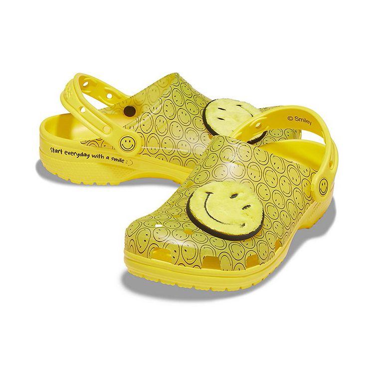Crocs Smiley X  Smiley Face Pattern Beach Sandals Unisex Sandals Yellow 207213-90H