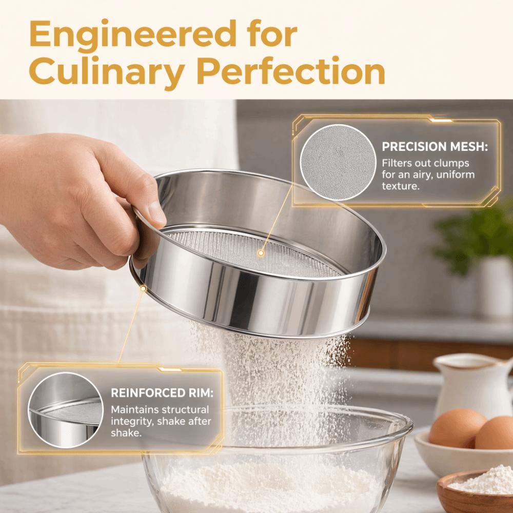 Round Stainless Steel Flour Sifter Stainless Steel Manual Flour Sifter  Baking Prep