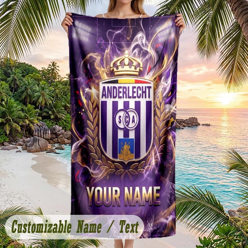 Beach Towel Anderlecht FC Print Custom Name Text Soft Towel for Swimming Pool