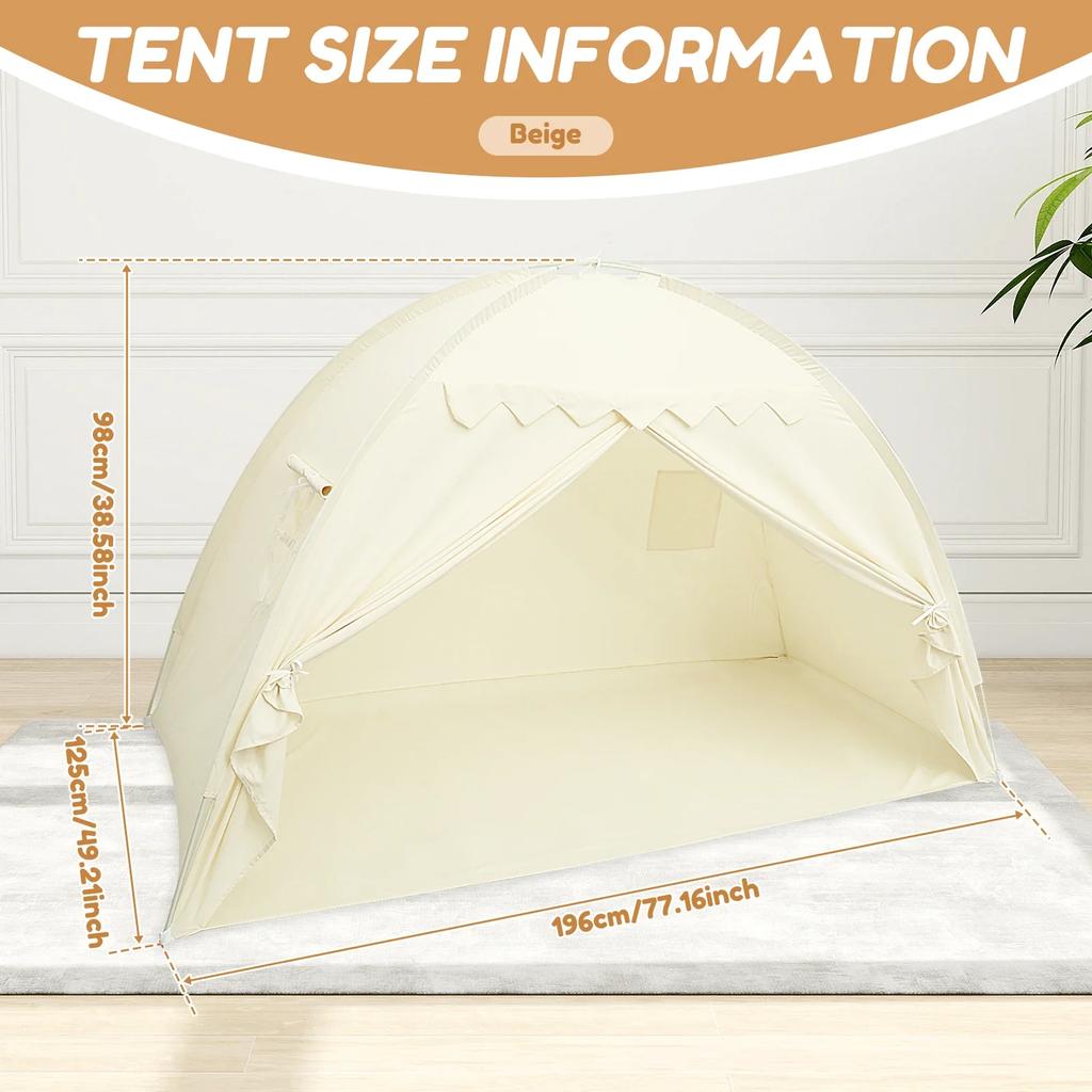 Kids Indoor Game Toy House Tent Bed Canopy Tent Versatile Blackout Sleeping Tent Large Privacy Space for Toddlers Gift