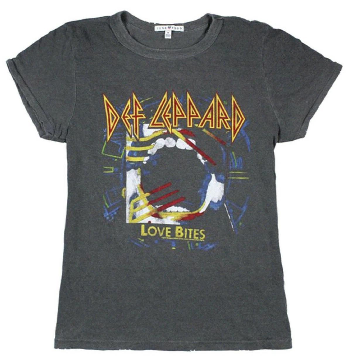 Def Leppard Love Bites Junior Women s Distressed Material T-Shirt NWT L