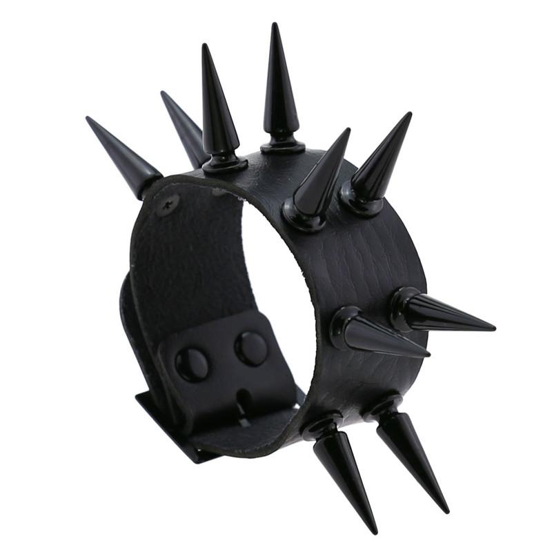New Black Punk Spike Rivets Bracelets For Women Stud Bracelet PU Leather Charm Cuff Bracelets Cuff Bangles Jewelry Party Gift