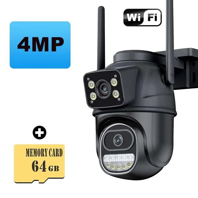 2025 New 12MP 6K WiFi IP Camera Outdoor Three Lens Dual Screens 8X Zoom CCTV PTZ Video Cam Auto Tracking Security Protection Surveillance