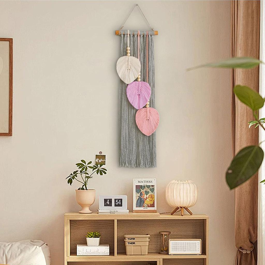 Pink Macrame Leaves Tapestry Wall Decoration Wall Hanging Decor Leaves Tapestry for Living Room
