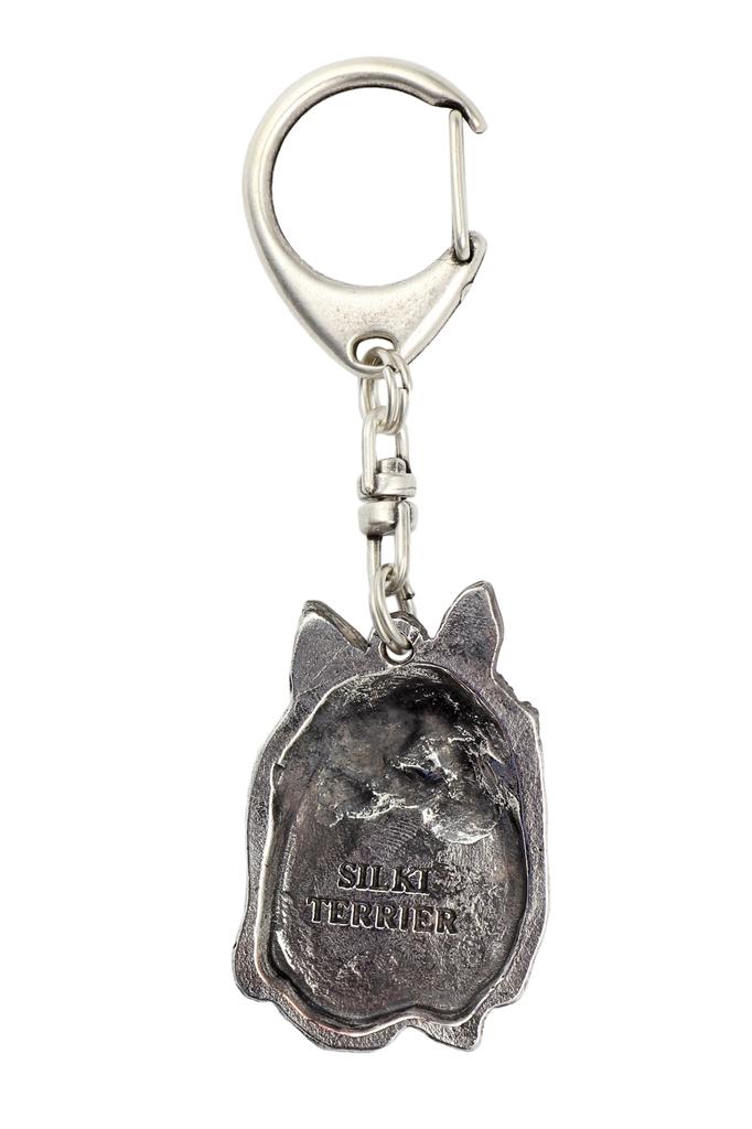 Silky Terrier - Silver-plated Key Ring with Dog, Handbag Decoration, Backpack Pendant by Art-Dog Brand