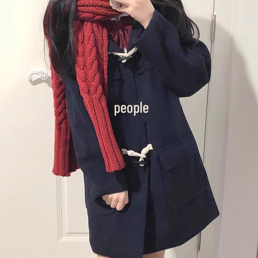 Japanese Academy Style Toggle Coat: Petite Wool and Cotton-Padded Winter Wear
