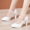 Fashion Women's Patent Leather Wedding Shoes Fashion Platform Shallow Mouth Women Pumps Concise Super High Heels Party Shoes Female