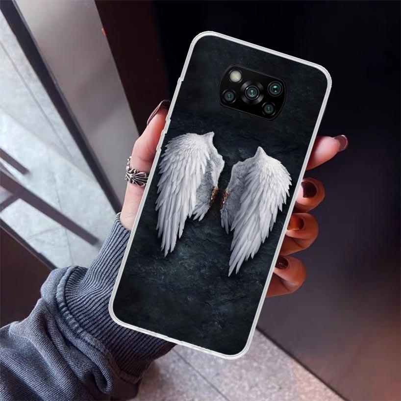 Angel Wings Feather Phone Case For Xiaomi Poco X5 X6 X7 Pro F7 Ultra M7 Redmi 15C 15 13C 13 12C 12 10 10C 10A 9 9C 9T 9A Cover P