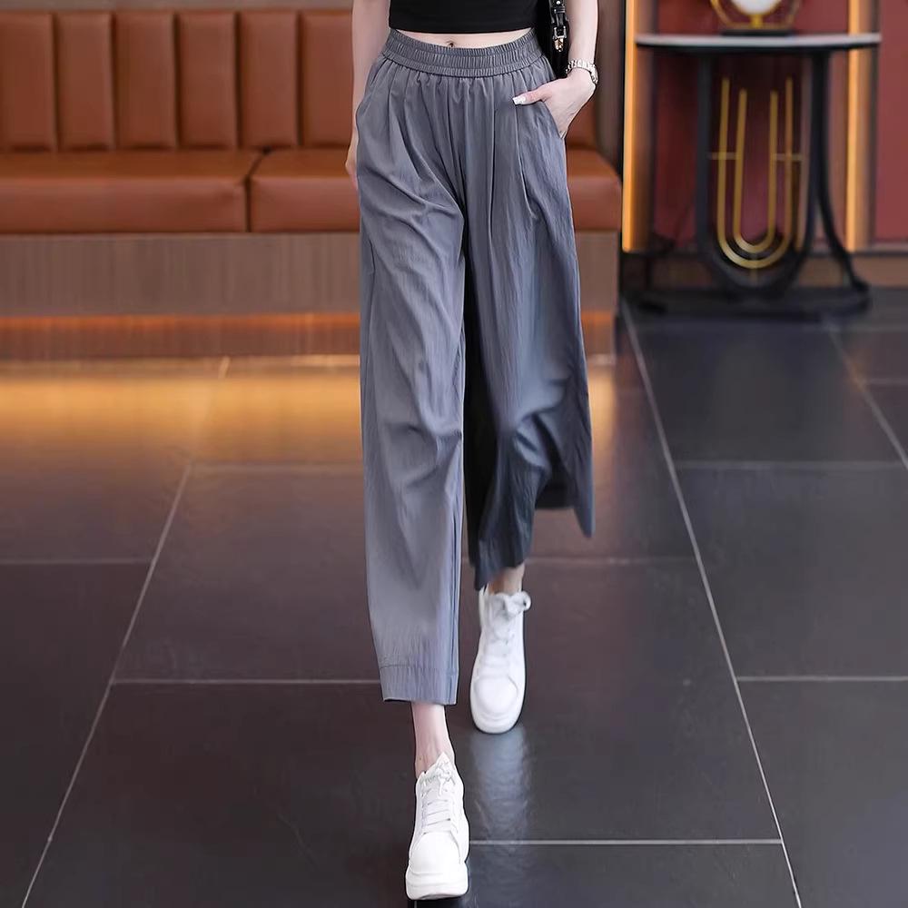 Ice Silk Wide-Leg Pants: Women s High-Waisted Quick-Dry Summer Style 2026 L