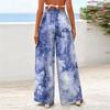 Pantaloni casual da donna a gamba larga, fluidi, con stampa floreale
