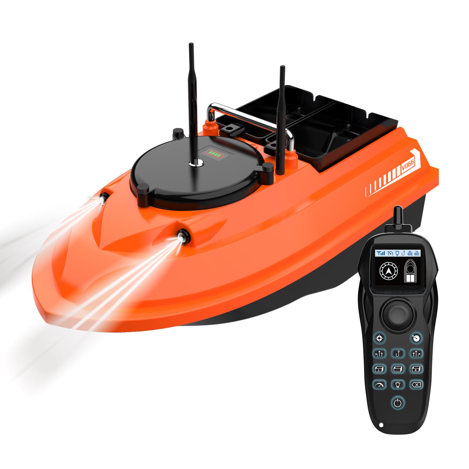 Remote Bait Boat GPS Fishing Boat with Dual Brushless Motor 1000M Control Auto Correction Control 3H Battery Life Night Boat