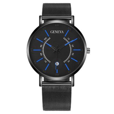 Blue Needle Calendar Geneva Fashion Men's Watch Men's Watch Mesh Strap Quartz Watch