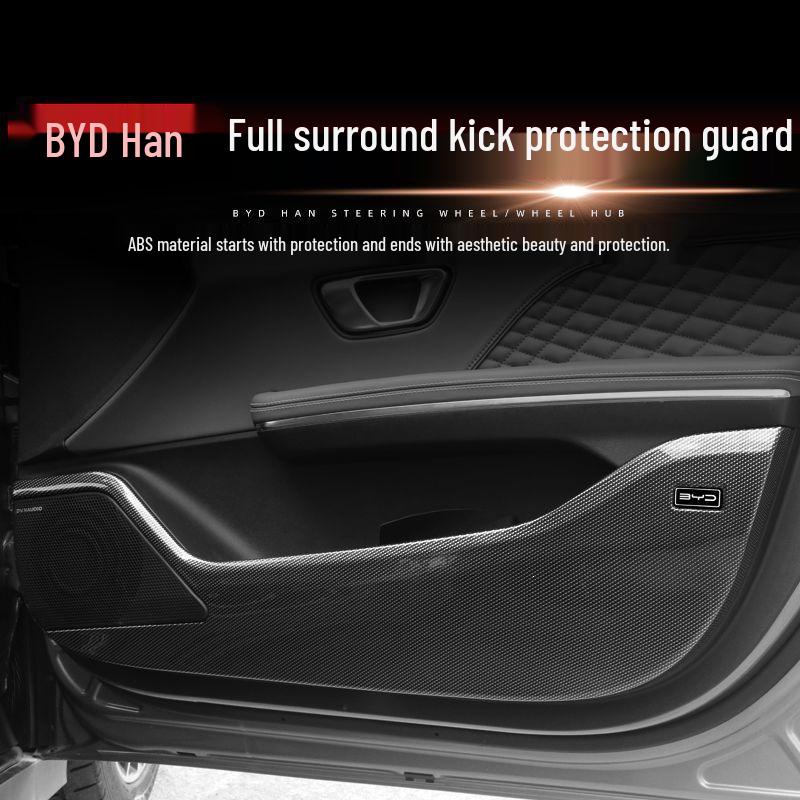 BYD Car Door Kick Mats: Scratch-Proof Interior Decorations for Tang, Song, Han, Dolphin, Seal, Yuan, and Qin Plus Models.