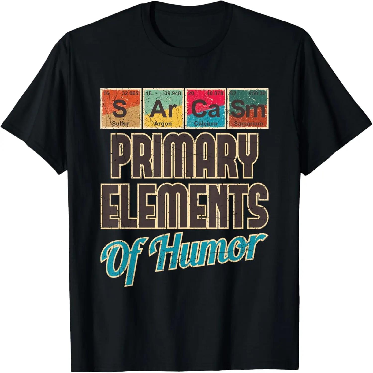 Sarcasm Primary Elements of Humor - Funny Chemistry Science T-Shirt XXXXXL разноцветный