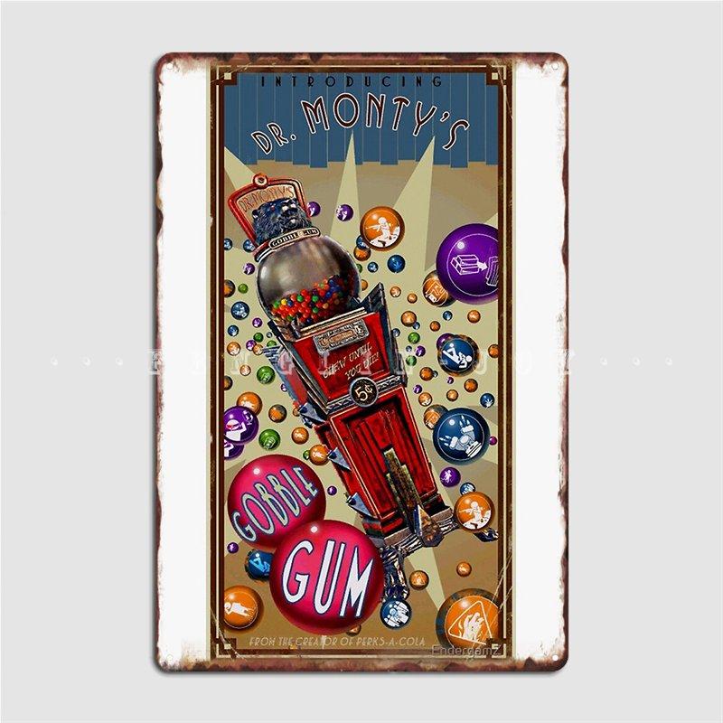 

Dr. Monty s Gobblegum Poster Metal Plaque Wall Cave Plates Club Bar Decoration Tin Sign Poster 20x30cm（7.8x11.8inch）