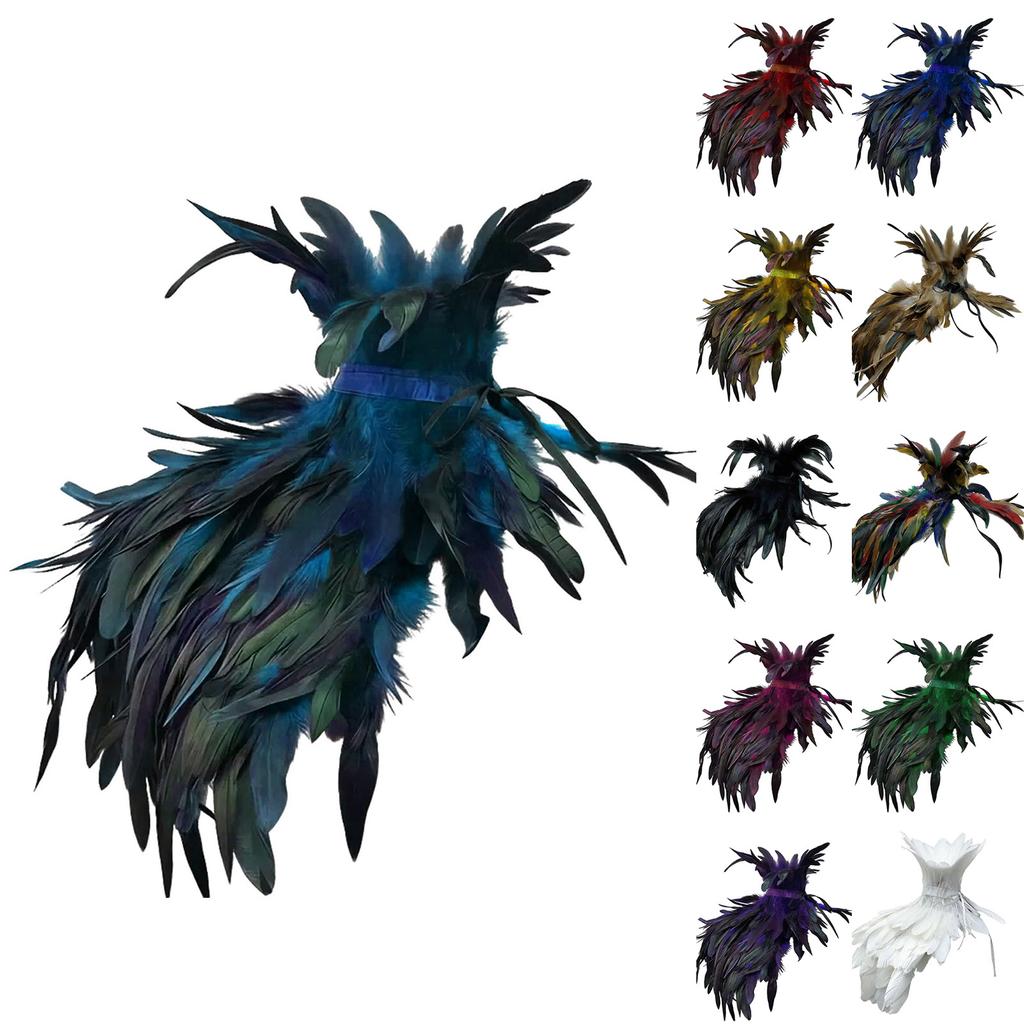 Gothic Feather Shawl Stage Makeup Ball Costume Accessories
