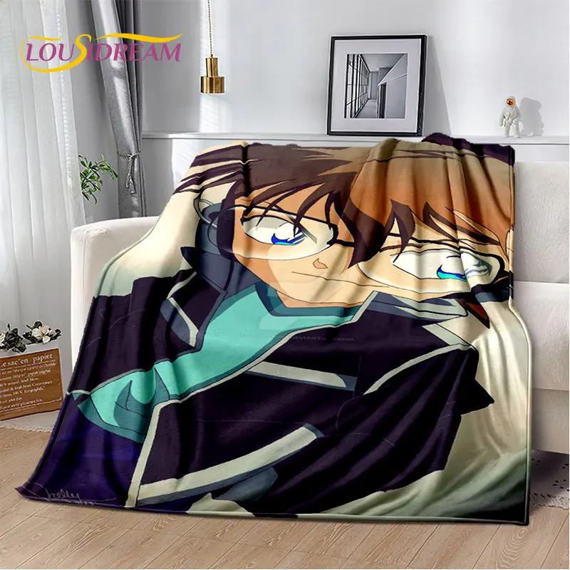 Detektyw Conan Cartoon Anime miękki pluszowy koc, flanelowy koc rzut koc do salonu sypialnia kanapa z funkcją spania narzuta na piknik 3D