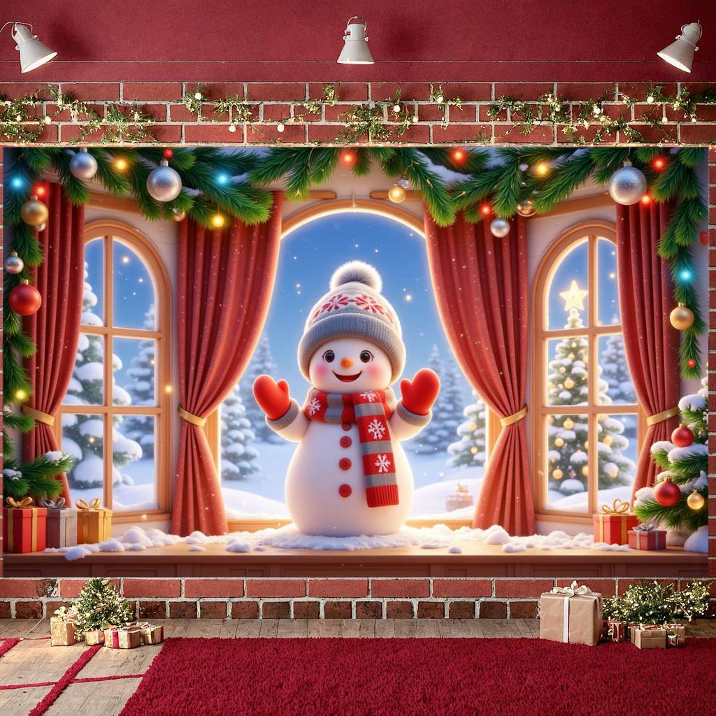 Winter Banner Snowy Landscape Christmas Decoration Banner Holiday Decoration Banner Red Curtain Design For Home Decoration