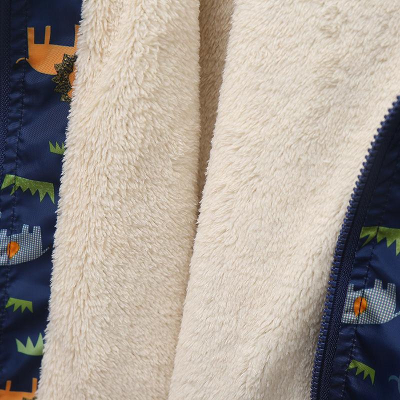 Kids Fleece Jacket Boy Autumn Winter Baby Coats Toddler Plus Thicken Hooded Outerwear Parkas Infant Clothes