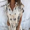 Amazon 2026 new European and American summer loose casual short-sleeved cotton and linen shirt pocket print dress women