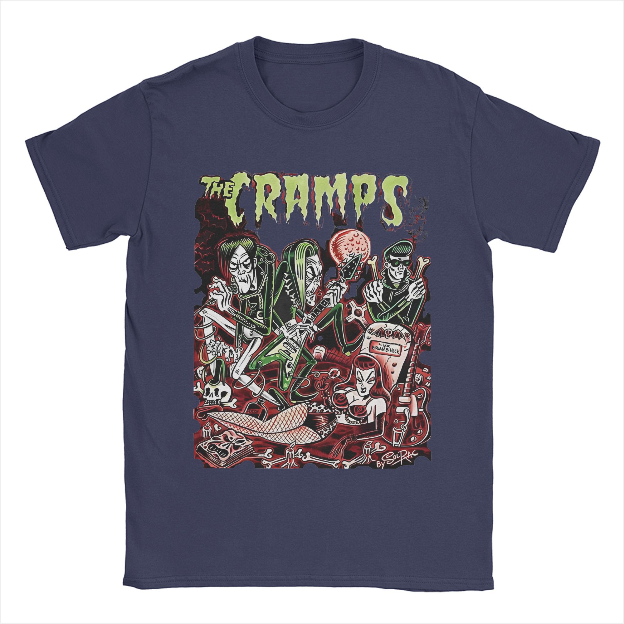 

Футболка группы The Cramps для мужчин и женщин, идея для подарка, футболки с жутким дизайном, одежда из 100% хлопка XXXXXL темно-синий