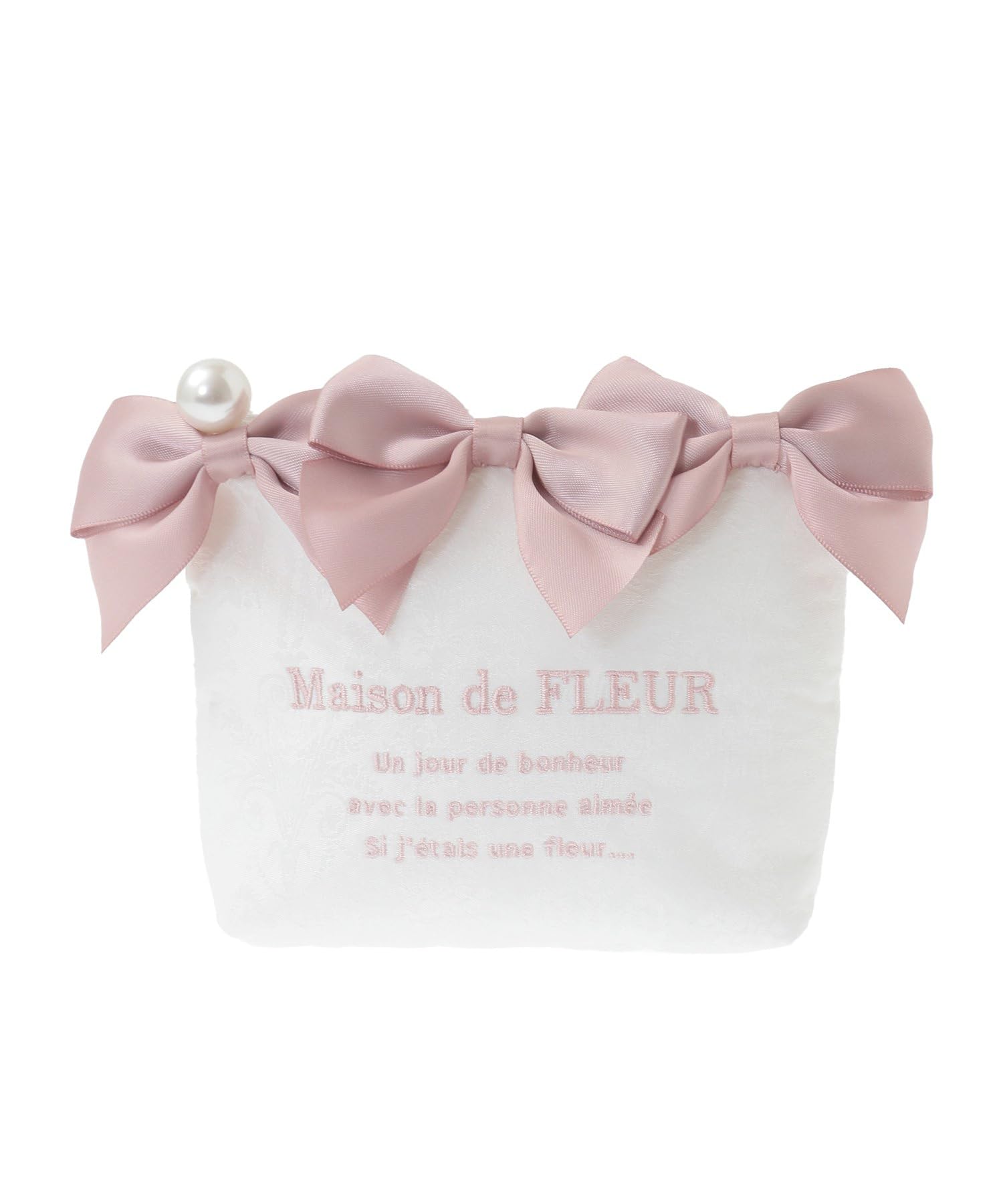 Мешочек-пенал Maison de Fleur с жаккардовой лентой, цвет слоновой кости, размер F, МешочекСумка на кулиске, 08000628600