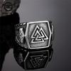 Men's Odin's Symbols Valknut Rings Antique Steel Norse Runes Thors Hammer Mjolnir Male Amulet Ring Scandinavian Vikings Jewelry