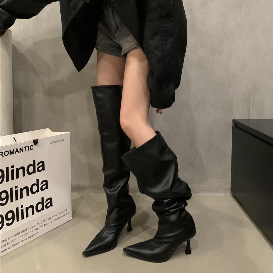 Fashion 2025 New Stretch Soft Leather Women Over The Knee High Boots Fashion Pointed Toe Shoes Autumn Winter Thin Heel Ladies Long Botas