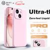 DIVI Zero-Feel Liquid Silicone Case for iPhone 15, Full-Cover Shockproof Anti-Scratch Skin-Friendly Ultra-Thin Soft Cover, Gray Pink