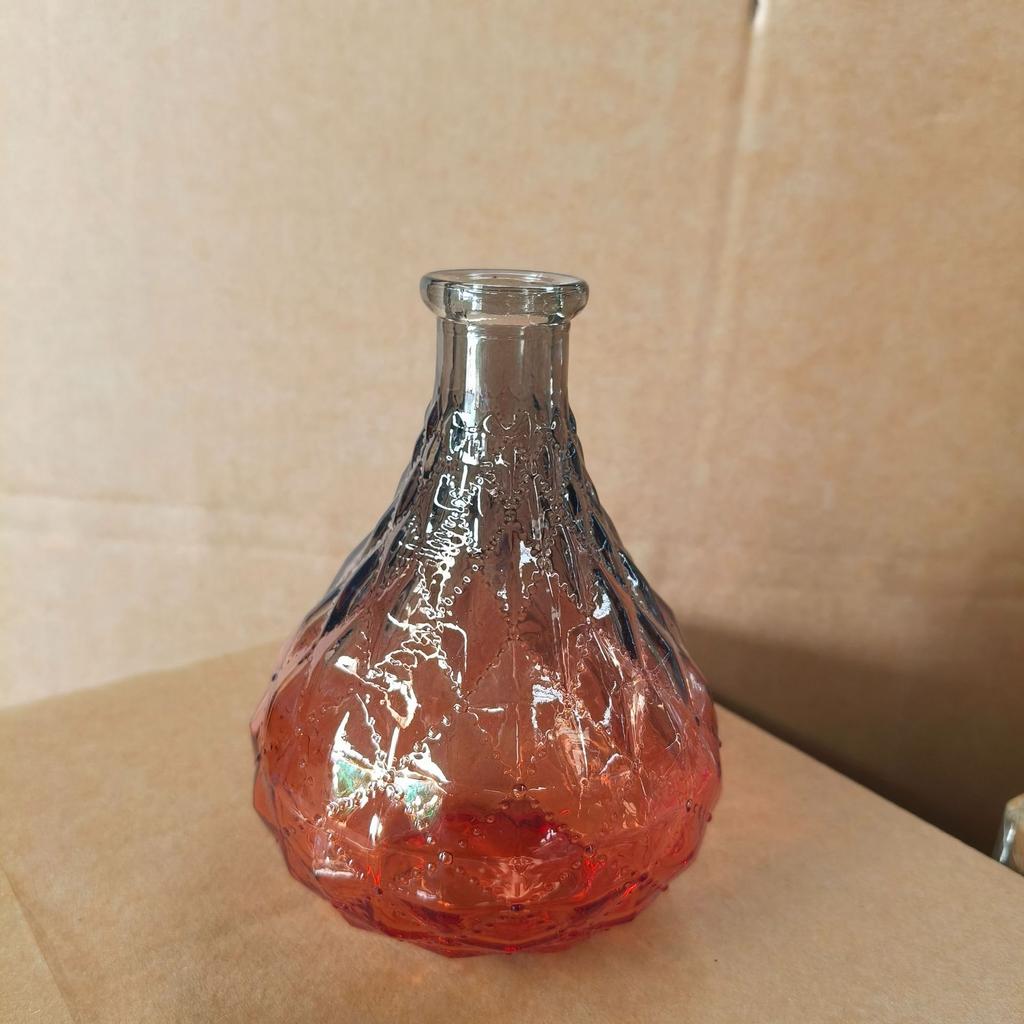 European Rhombus Glass Small Vase Home Decoration Wedding Decoration Relief Glass Small Vase Tabletop Ornament