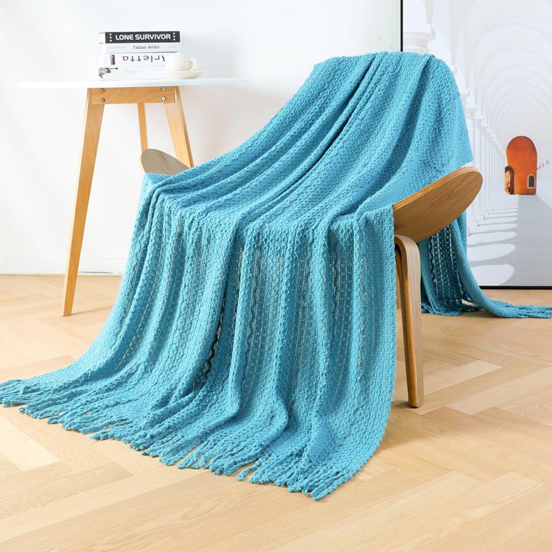 Knitted Blanket Colored Yarn Embellish Air Condition Office Nap Travel Throw Blankets Bedspread for Bed Sofa Decor Sofa Blankets