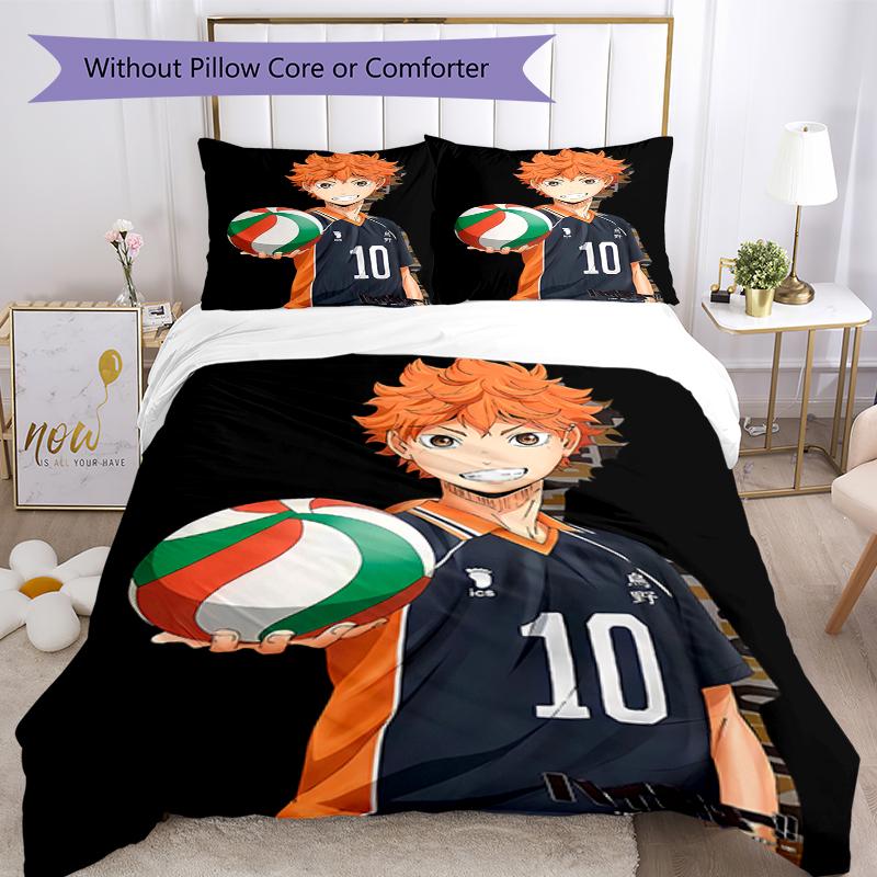 3pcs Haikyu Bedding Set Duvet Cover Closure Includes 1 Duvet Cover & 2 Pillowcases, Soft and Comfortable for All Seasons.