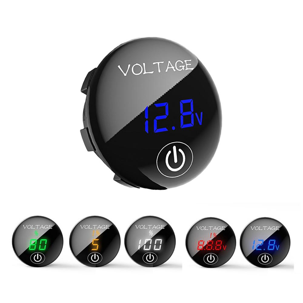 DC 5V-48V LED Panel Digital Voltage Voltmeter Meter Battery Capacity Display Volt with Touch ON/OFF Switch for Car Boat Marine