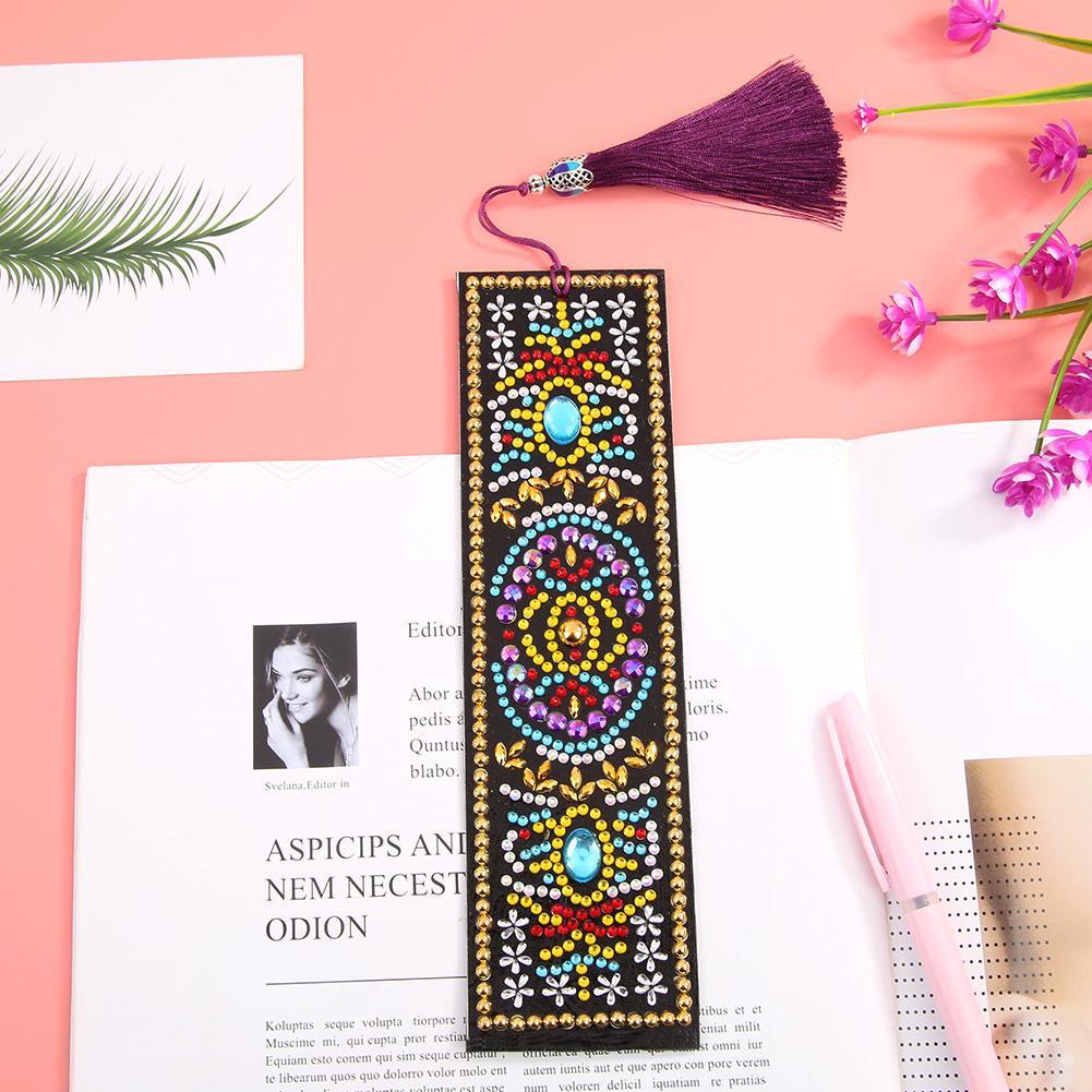 Custom Mandala Mosaic PU Leather DIY Diamond Painting Bookmark R-M038-059/AA129-153