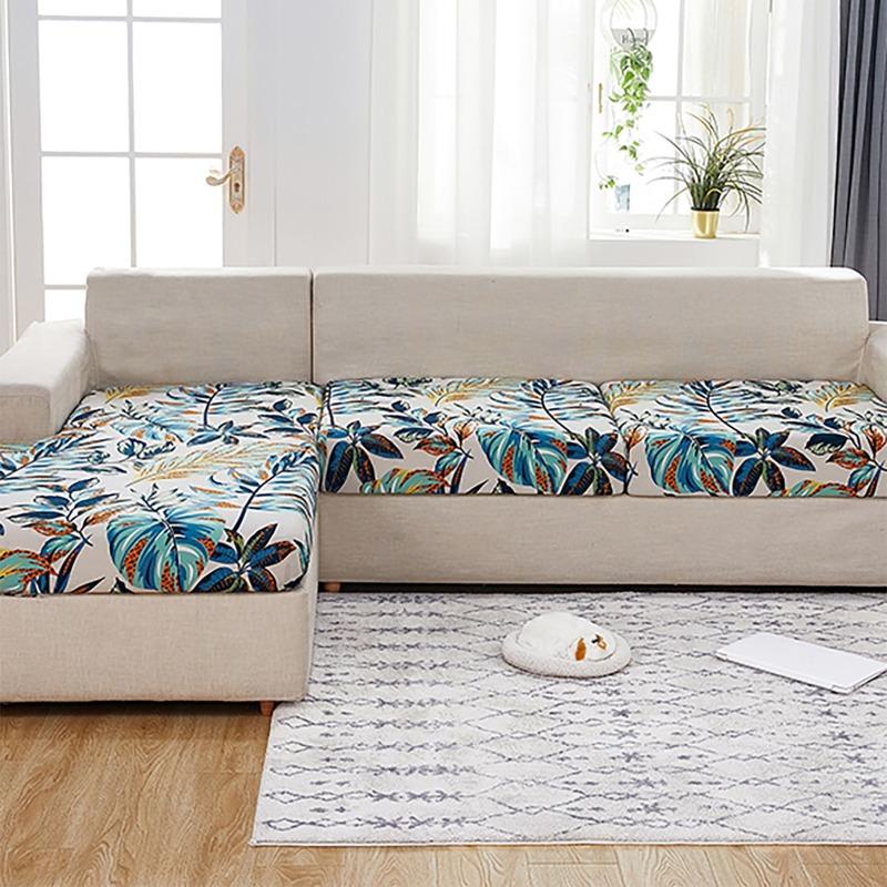 Wasserdichte Dehnbare Outdoor-Sofabezüge Kissen Tropisches Blattmuster Terrassenmöbel-Schutzbezüge Ecksofa-Sets Überwürfe