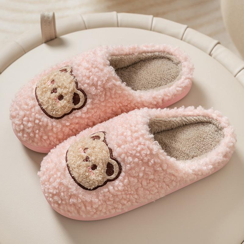 Cotton slippers women's autumn and winter new home indoor warm non-slip soft sole plush couple cotton shoes men