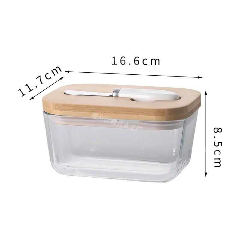 

Butter Container Glass Box Restaurant Sealed Storage Box Fresh Cheese Box with Knife Butter Slicer Butter Dish Tableware Butter