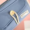 Button-layered Pen Case High Appearance Level Large-capacity Canvas Pencil Case Simple Stationery Bag