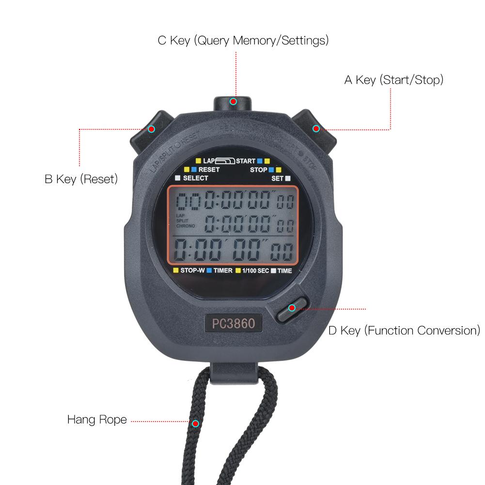 3860 ABS Multifunction Sports Running Stopwatch Electronic Track and Field Countdown Stop Watch1