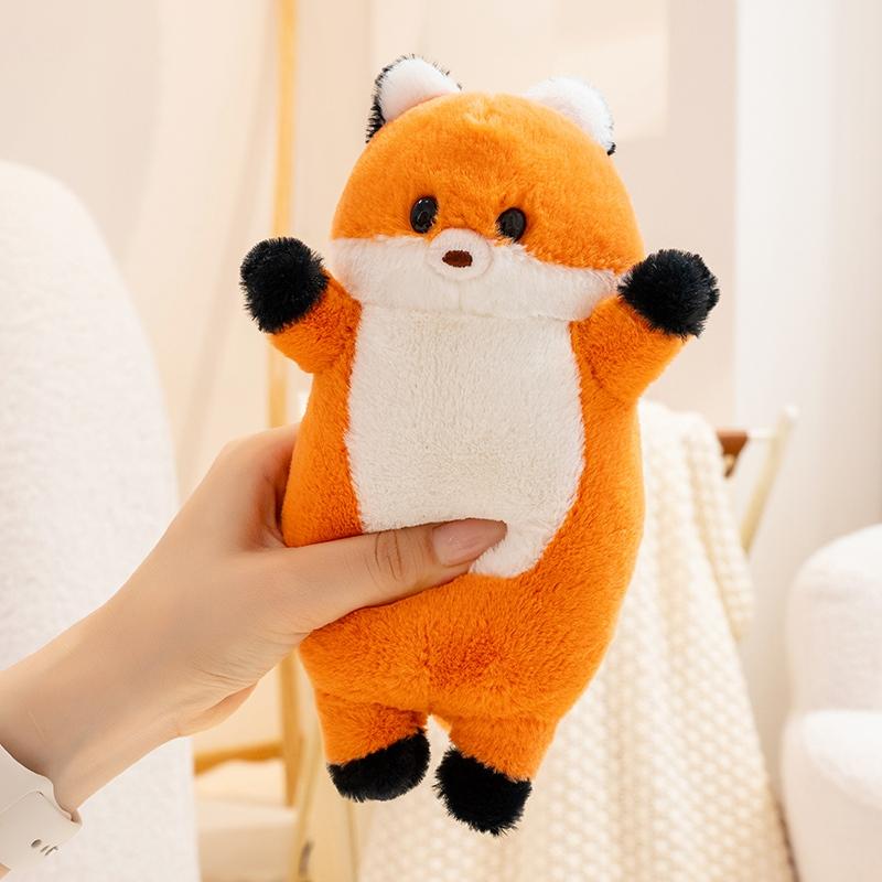 20cm Squeezed BB Sounding Cute Small Standing Animal Plush Toy Fox Raccoon Bear Soft Doll Companion Appeasing Gift
