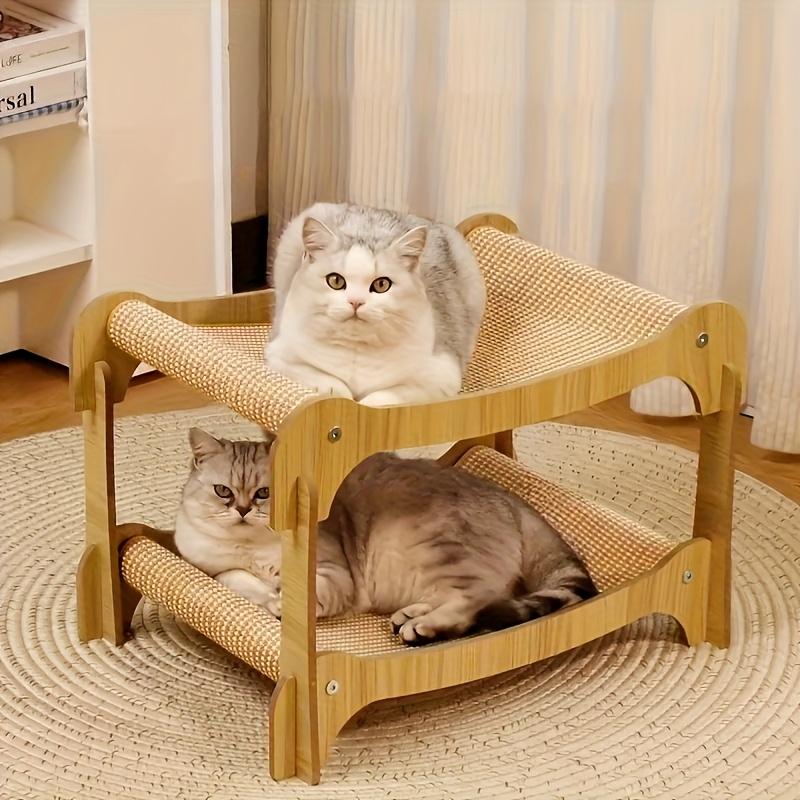 Double-Layer Cat Scratching Post Bed - Sisal Scratching Pad & Resting Perch, Space-Saving Indoor Cat Furniture for Multiple Cats