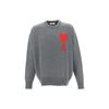 Свитер Ami Paris Ami De Coeur из мериносовой шерсти оверсайз с круглым вырезом UKS002018GREYRED