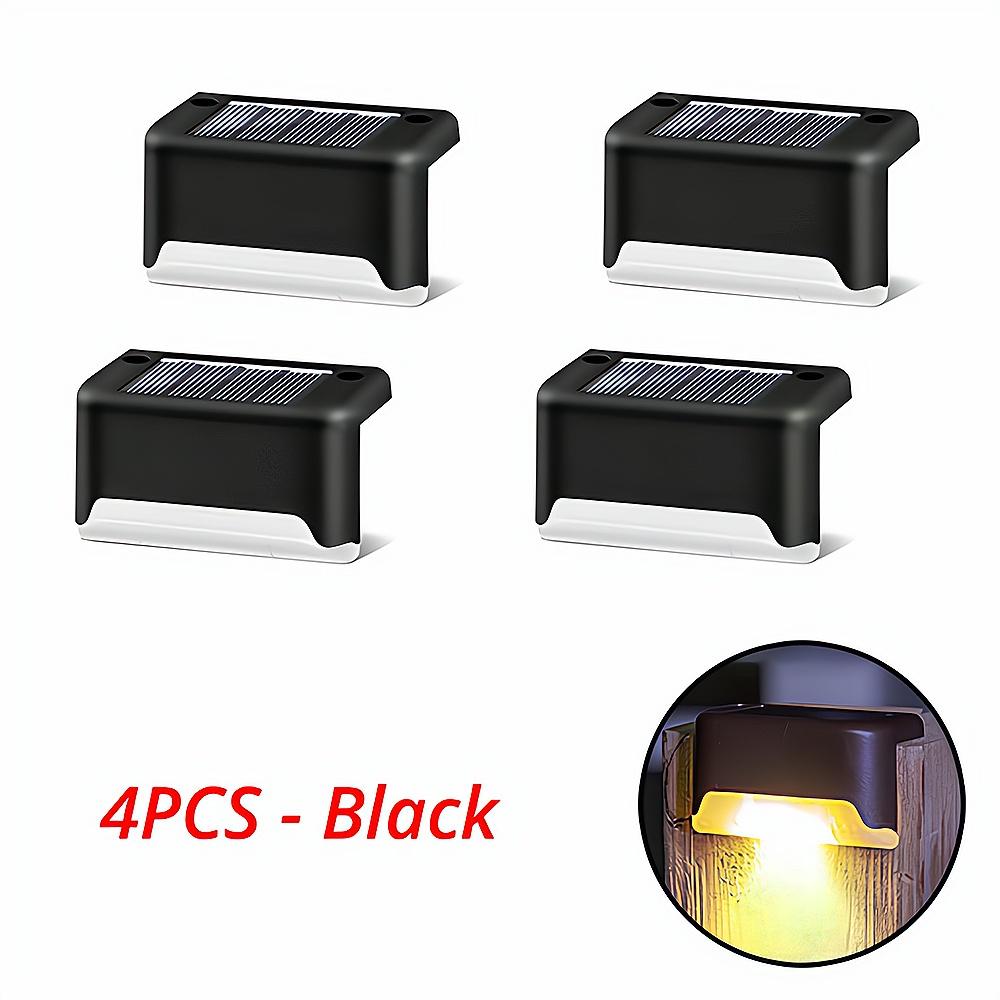 

4 шт. Солнечный светодиодный настенный светильник для лестницы, уличный IP65, водонепроницаемый для двора, двора, патио, ступеней, ограждения, садовой дорожки, освещение, ночник wram white 4PCS чёрный