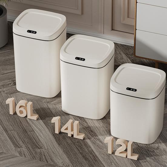Smart Trash Bin with Sensor 12/14/16L Automatic Open Lid Garbage Storage Box Garbage Bin Odor Isolation Trash Can for Kitchen Bathroom Bedroom