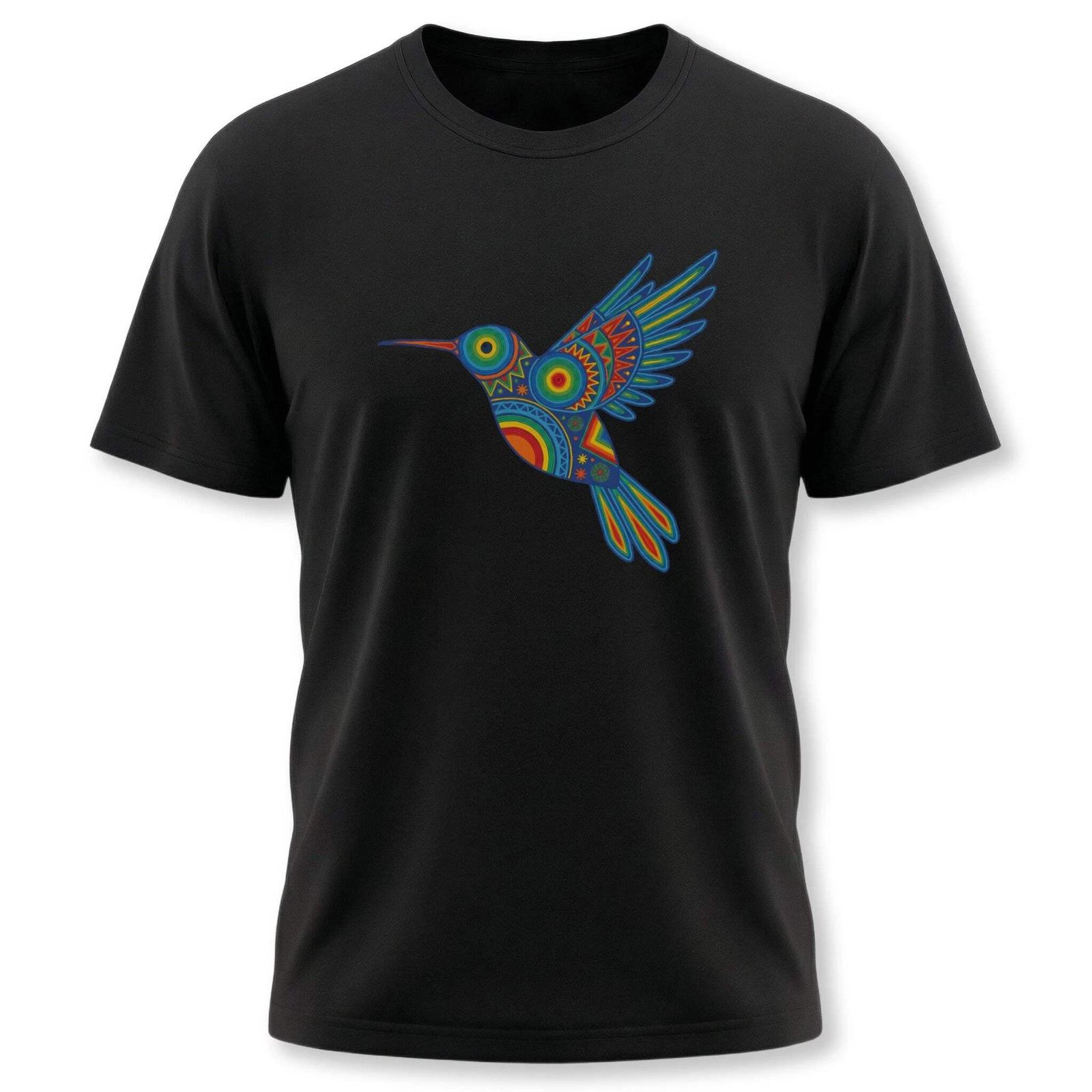 Huichol Hummingbird T-Shirt | Colorful Mexican Folk Art Design Tee Shirt XS