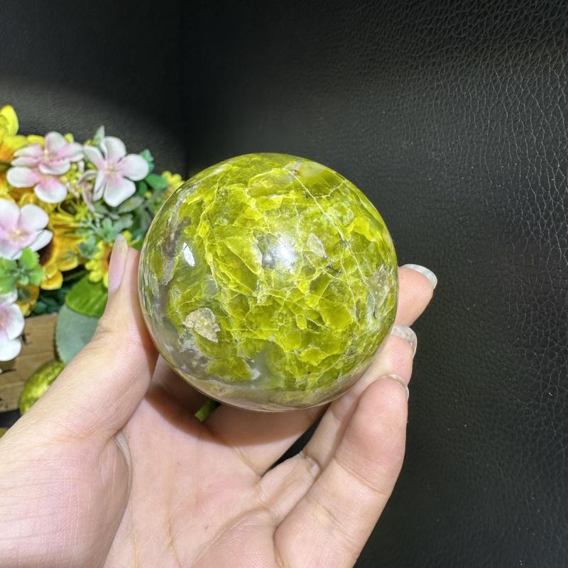 Natural Carving Gemstone Ball Crystal Crafts Energy Stone Sphere Green Opal Spheres Healing Gift for Meditation
